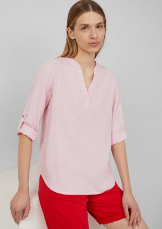 s.Oliver Leinenmix-Bluse mit Turn-up - zartrosa