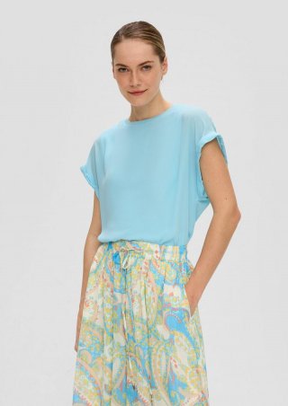 s.Oliver Bluse mit Chiffon-Layer - arktisblau