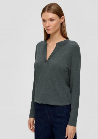 s.Oliver Longsleeve mit Flammgarnstruktur - tannengrün