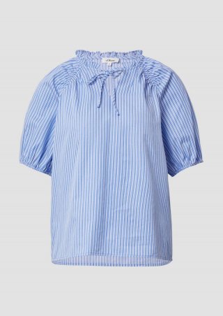 s.Oliver Bluse im Relaxed Fit mit Rüschenkragen - blau