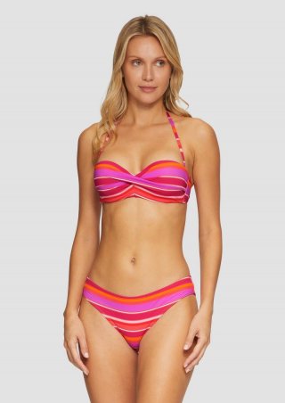 s.Oliver Klassische Bikinihose mit Streifen - fuchsia