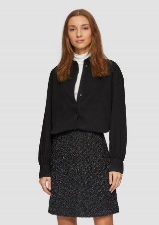 s.Oliver Strukturierte Hemdbluse mit Raffung - schwarz