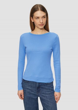 s.Oliver Baumwoll-Longsleeve im Slim Fit - royalblau