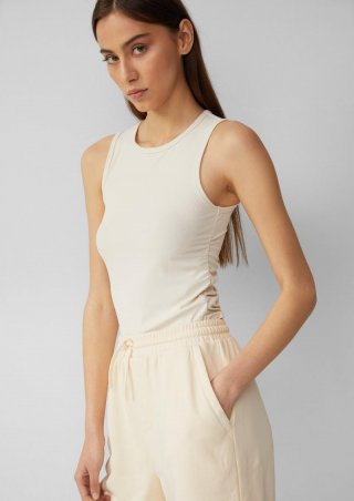 s.Oliver Ripptop mit seitlicher Raffung | QS x Vanessa Mai - creme