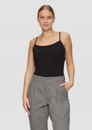 s.Oliver Spaghettiträger-Top aus Baumwollstretch im Slim Fit - schwarz