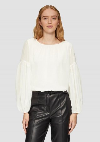 s.Oliver Leichte Chiffonbluse im Boho-Stil mit Transparenz-Detail - creme