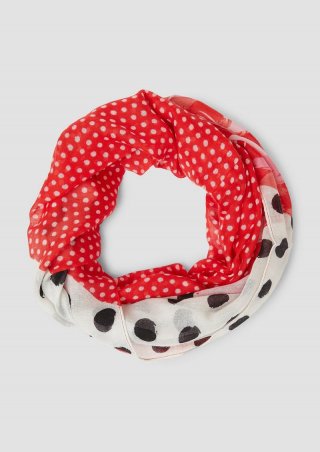 s.Oliver Gemusterter Snood mit Pünktchen - rot
