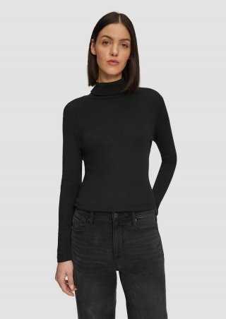 s.Oliver Elastisches Langarmshirt mit Rollkragen - schwarz