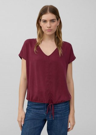 s.Oliver Ärmellose Bluse aus Lyocell mit Tunnelzug am Saum - bordeaux