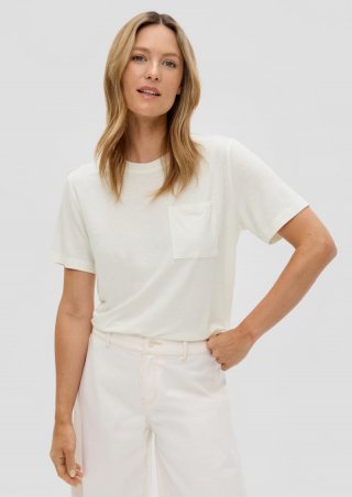 s.Oliver T-Shirt mit Brusttasche - ecru