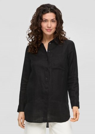 s.Oliver Lange Bluse aus Leinen - schwarz