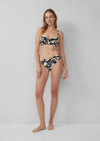 s.Oliver Bandeau-Bikini-Top mit floralem Muster Mix & Match - schwarz