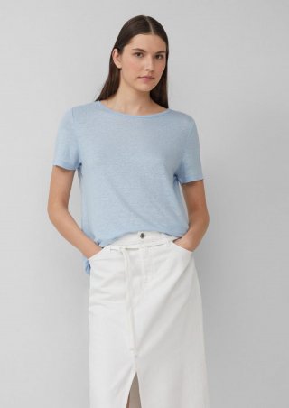 s.Oliver Jersey-T-Shirt aus Leinen - hellblau
