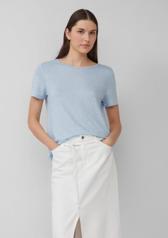 s.Oliver Jersey-T-Shirt aus Leinen - hellblau