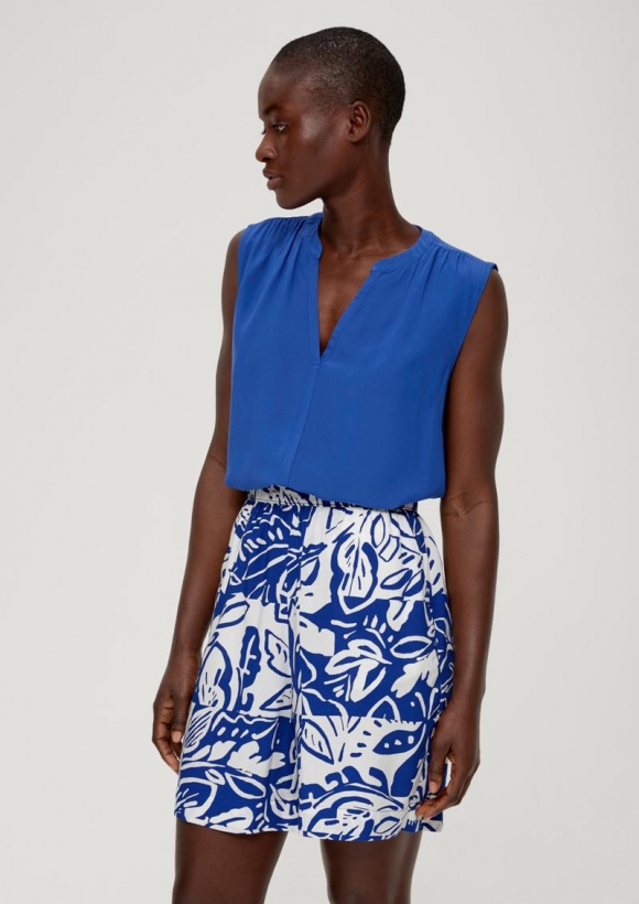 s.Oliver Viskosebluse mit Raffung - royalblau