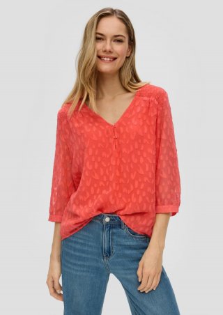 s.Oliver Chiffonbluse mit Smok-Detail - koralle