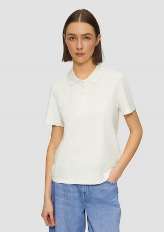 s.Oliver Piqué-Poloshirt aus Baumwollmix - wollweiß