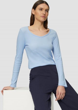 s.Oliver Feines Jersey-Longsleeve mit Rippstruktur - hellblau