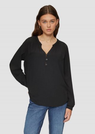 s.Oliver Fließende Viskose-Bluse mit Raffung - schwarz