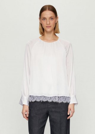 s.Oliver Festive Viskosebluse mit Struktur und Raglanärmeln - ecru