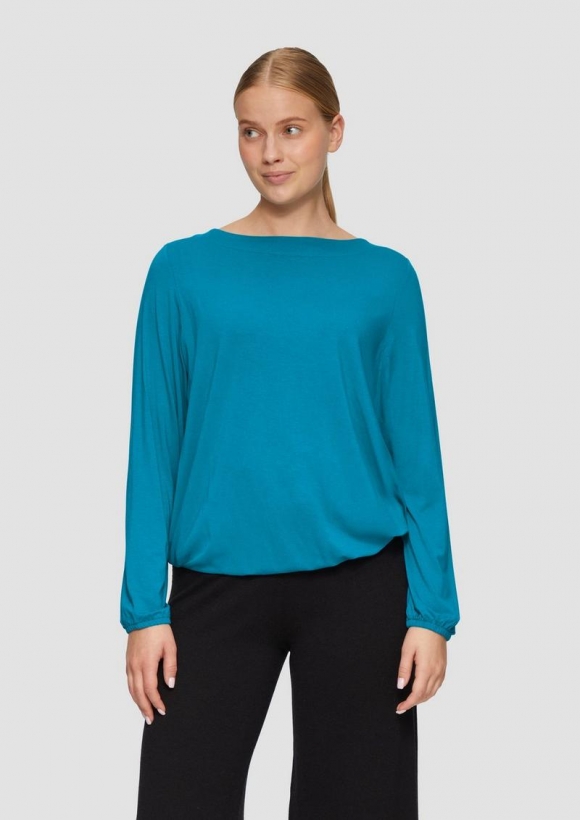 s.Oliver Langarmshirt mit U-Boot-Ausschnitt im O-Shape - petrol