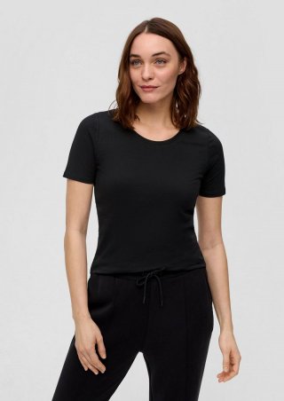 s.Oliver Jerseyshirt mit Rundhalsausschnitt - schwarz