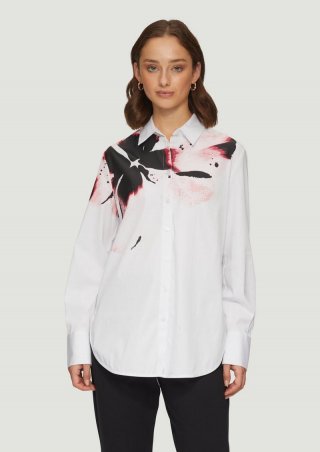 s.Oliver Bluse mit Print und Hemdkragen - weiß
