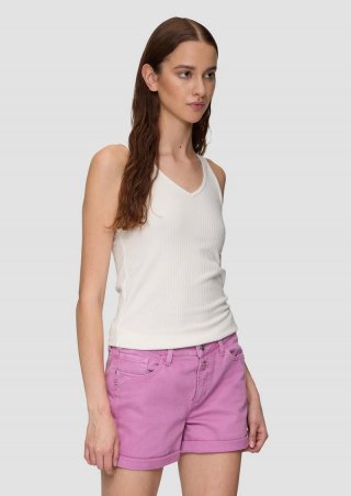 s.Oliver Geripptes Top im Slim Fit aus Modalmix - ecru