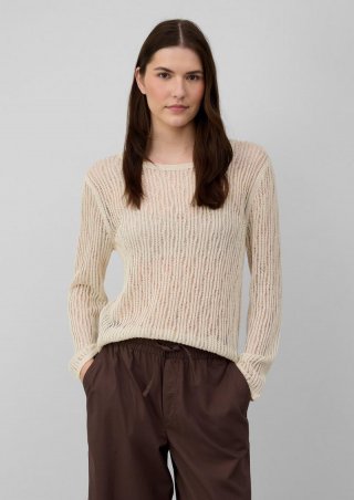 s.Oliver Luftiger Strickpullover aus Leinenmix mit Ajourmuster - natur