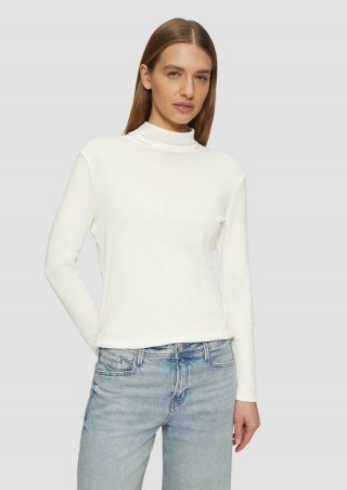 s.Oliver Elastisches Langarmshirt mit Rollkragen - creme