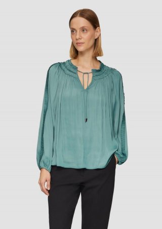 s.Oliver Tunika-Bluse mit Rüschen-Details - petrol