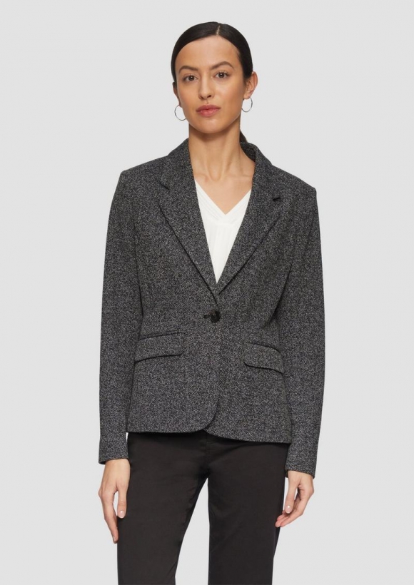 s.Oliver Schmal geschnittener Blazer aus Interlockjersey - schwarz