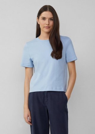 s.Oliver Verkürztes T-Shirt aus Interlockjersey - hellblau