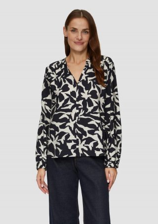 s.Oliver Strukturierte Viskose-Bluse mit All-over-Print - navy