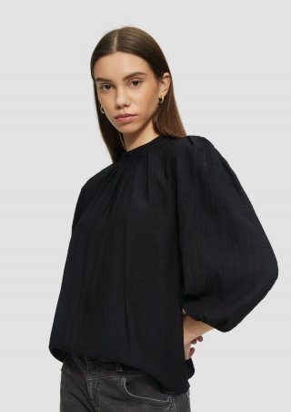 s.Oliver Viskosemix-Bluse mit Crinkle-Struktur - schwarz