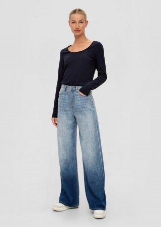 s.Oliver Longsleeve aus Baumwollstretch - navy