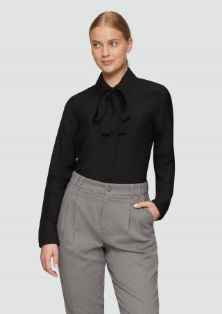 s.Oliver Strukturierte Bluse mit abnehmbarer Schluppe - schwarz