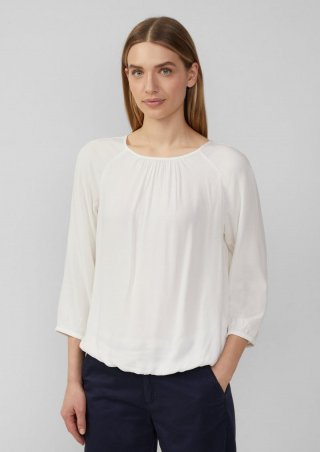 s.Oliver Strukturierte Viskose-Bluse mit Raff-Details - ecru