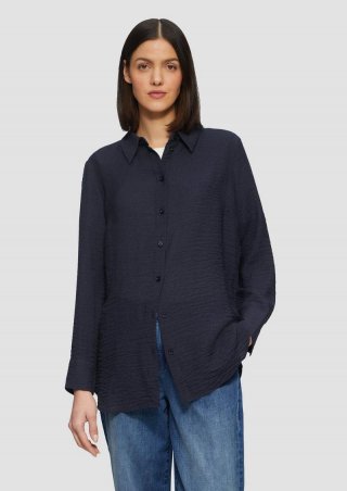 s.Oliver Strukturierte Hemdbluse aus Viskosemix - navy