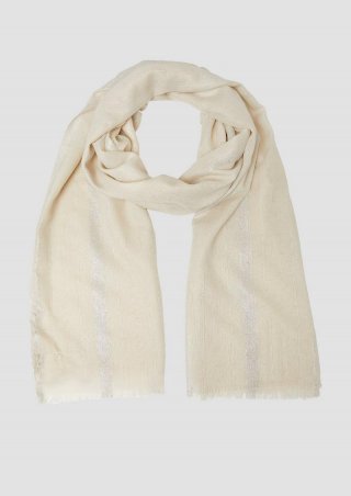s.Oliver Schal mit Glitzergarn und Fransen - beige