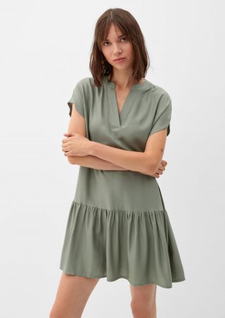 s.Oliver Volantkleid aus Viskose - salbeigrün