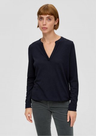 s.Oliver Longsleeve mit Flammgarnstruktur - navy