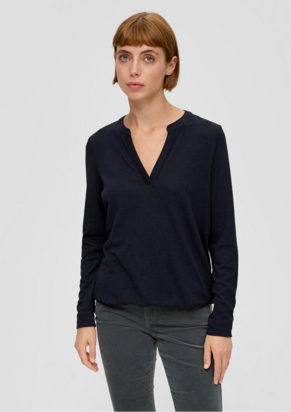 s.Oliver Longsleeve mit Flammgarnstruktur - navy