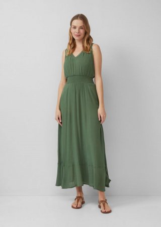 s.Oliver Langes Strandkleid aus Crêpe - olivgrün