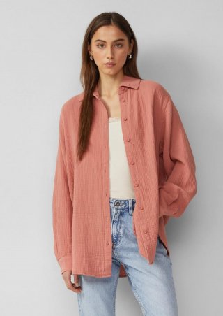 s.Oliver Hemdbluse aus Musselin im Oversize-Schnitt - papaya