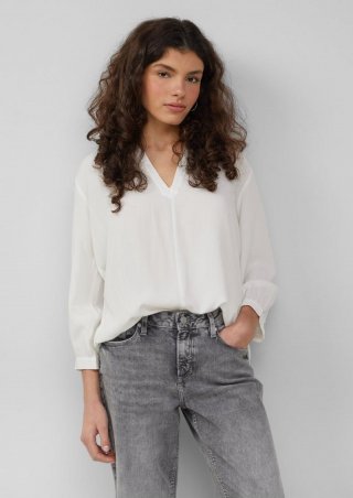 s.Oliver Viskose-Bluse mit Raffung an der Schulter - ecru