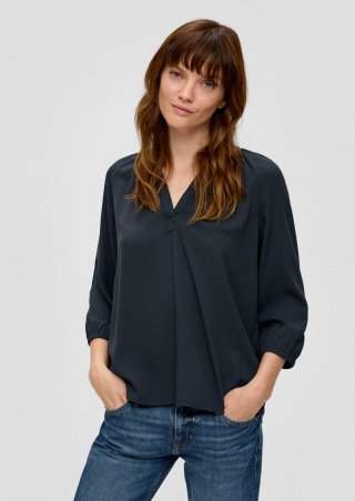 s.Oliver Viskosebluse mit Dobby-Struktur - navy