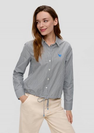 s.Oliver Baumwollbluse mit Streifenmuster - schwarz