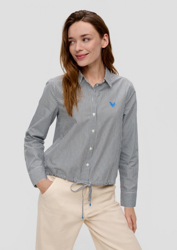 s.Oliver Baumwollbluse mit Streifenmuster - schwarz