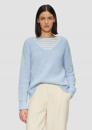 s.Oliver Strickpullover im Relaxed Fit aus Baumwollmix - hellblau
